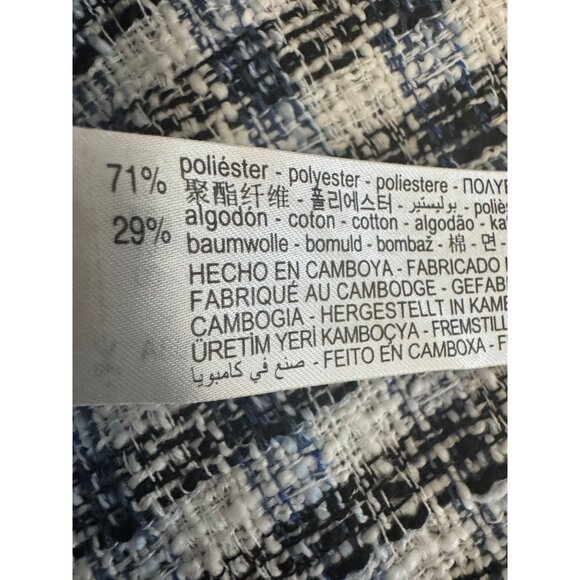 2/$30 ZARA Womens M Plaid Tweed Cropped Jacket Navy Blue/White - Picture 7 of 14